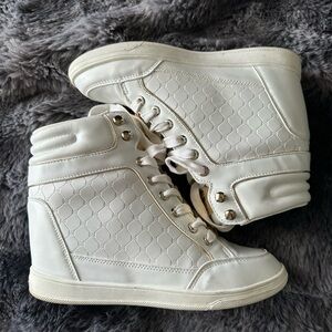 bebe White High-Top Platform Sneakers